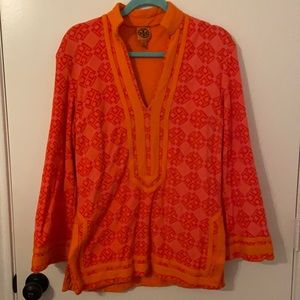 Tori Burch Orange & Pink Terrycloth Top